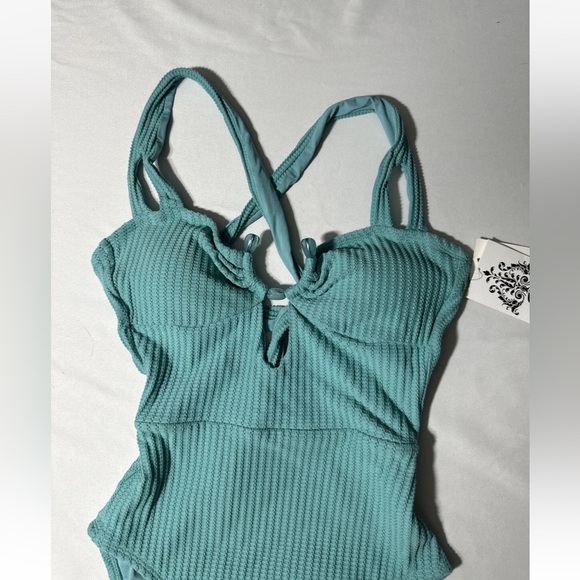 Becca Kylam Bandeau One Piece Swimsuit in Mineral Green - Picture 9 of 11